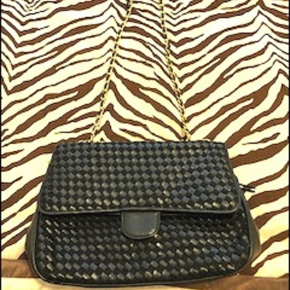 Black Leather Chain Purse